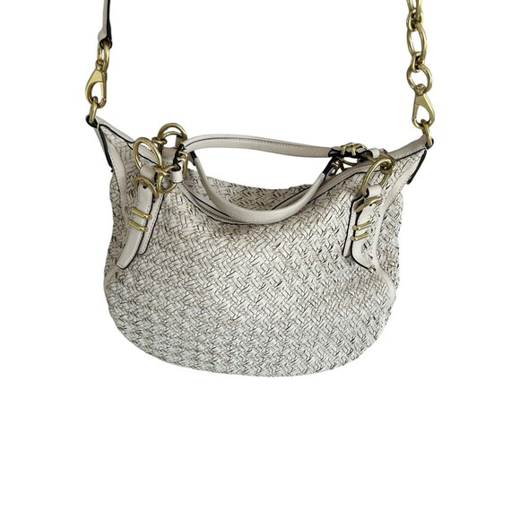 Coach Kristin Pinnacle Woven Leather Laila Large Satchel L1169-29341 Cream - Picture 4 of 16